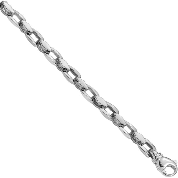 14K Solid White Gold 4.5mm Link Chain Bracelet