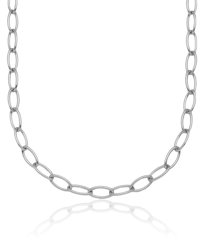 14K Solid White Gold 4.5mm Oval Cable Rolo Link Chain Belcher Necklace