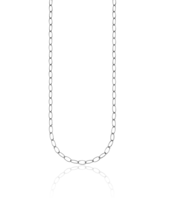 14K Solid White Gold 4.5mm Oval Cable Rolo Link Chain Belcher Necklace