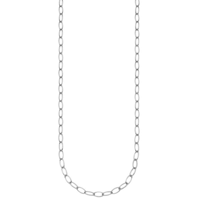 14K Solid White Gold 4.5mm Oval Cable Rolo Link Chain Belcher Necklace