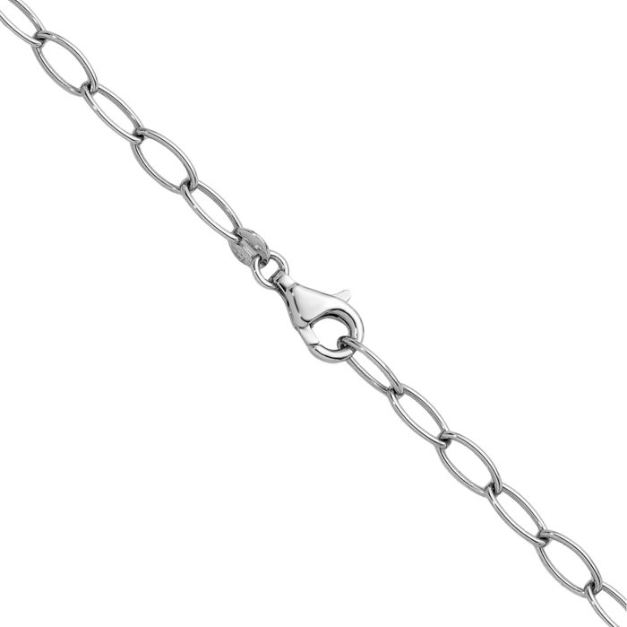 14K Solid White Gold 4.5mm Oval Cable Rolo Link Chain Belcher Necklace