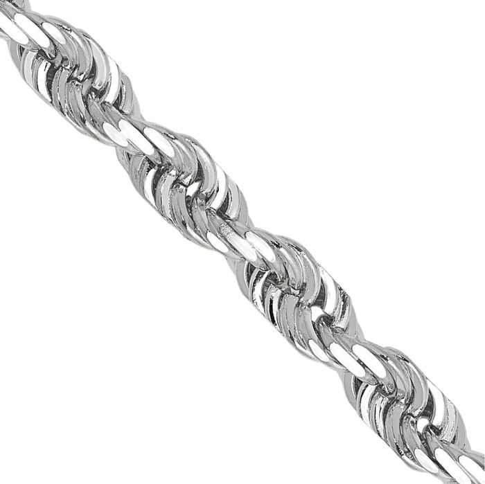 14K Solid White Gold 4.5mm Quadruple Rope Chain Twisted Link Necklace