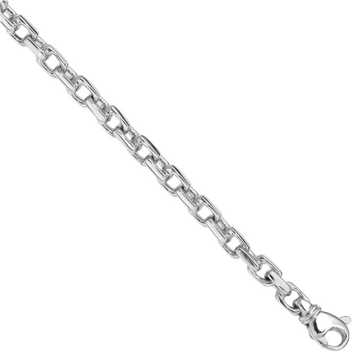 14K Solid White Gold 4.6mm Link Chain Bracelet