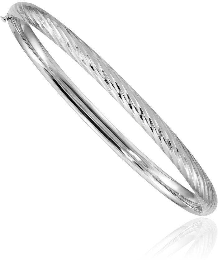 14K Solid White Gold 4.75mm Bangle Bracelet