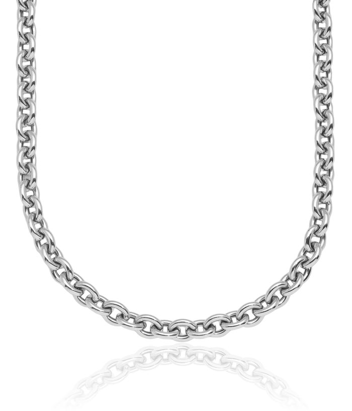 14K Solid White Gold 4.75mm Cable Rolo Link Chain Belcher Necklace