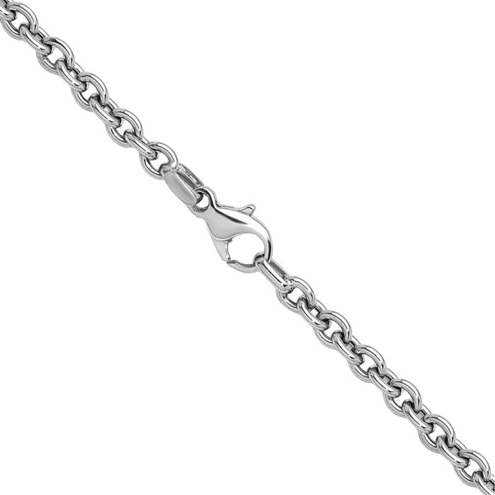 14K Solid White Gold 4.75mm Cable Rolo Link Chain Belcher Necklace