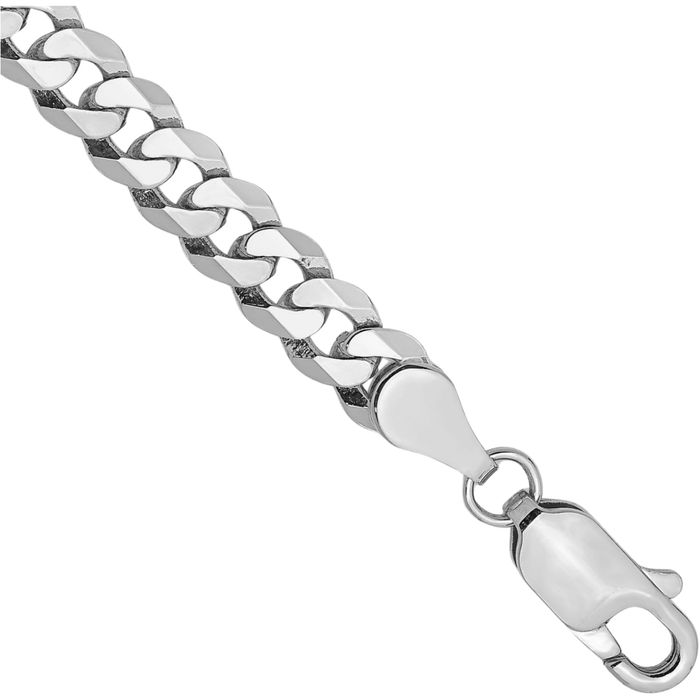 14K Solid White Gold 4.75mm Curb Link Chain Bracelet