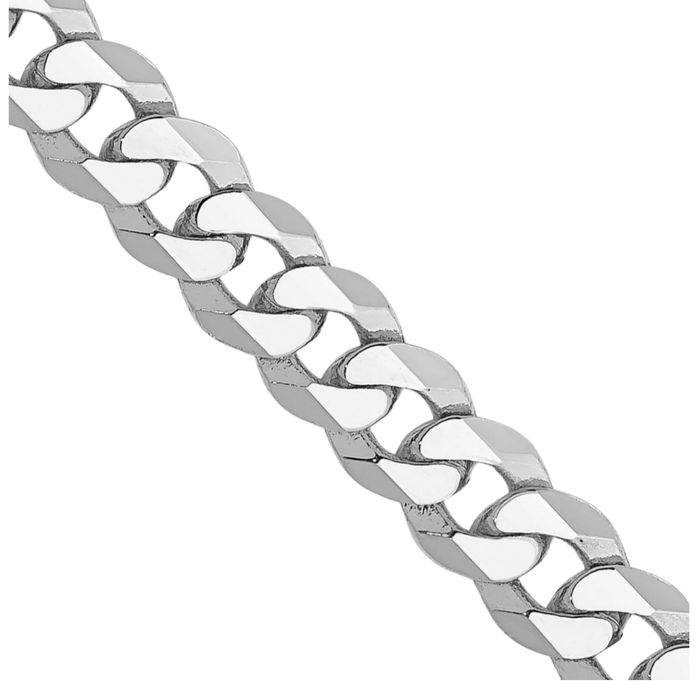 14K Solid White Gold 4.75mm Curb Link Chain Necklace