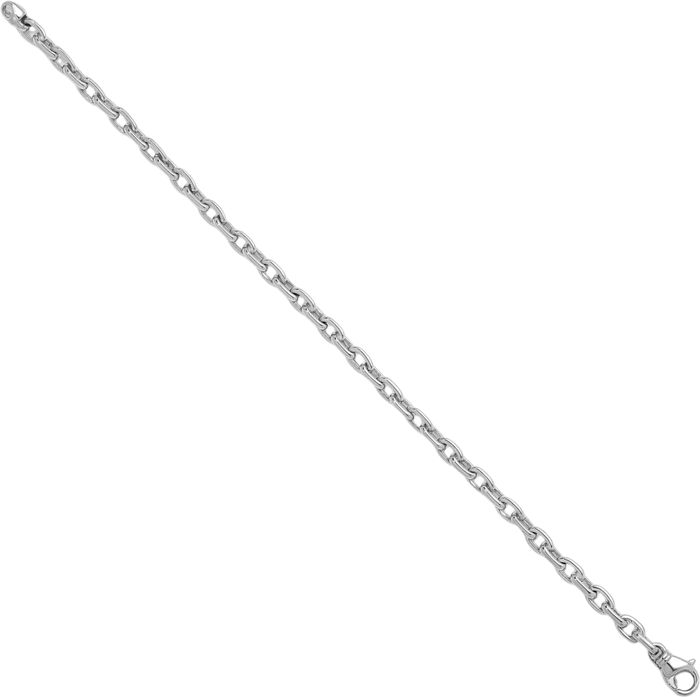 14K Solid White Gold 4.7mm Cable Rolo Link Chain Bracelet