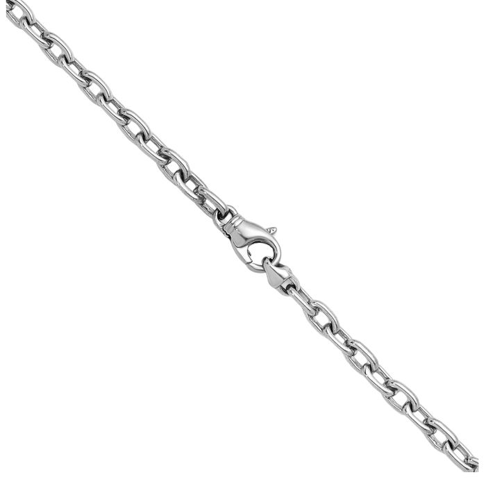 14K Solid White Gold 4.7mm Cable Rolo Link Chain Belcher Necklace