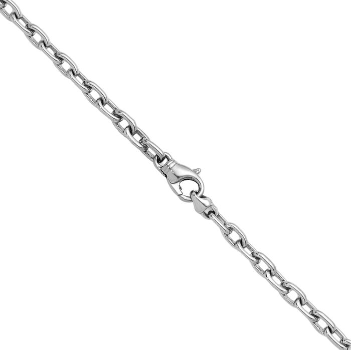 14K Solid White Gold 4.7mm Cable Rolo Link Chain Belcher Necklace