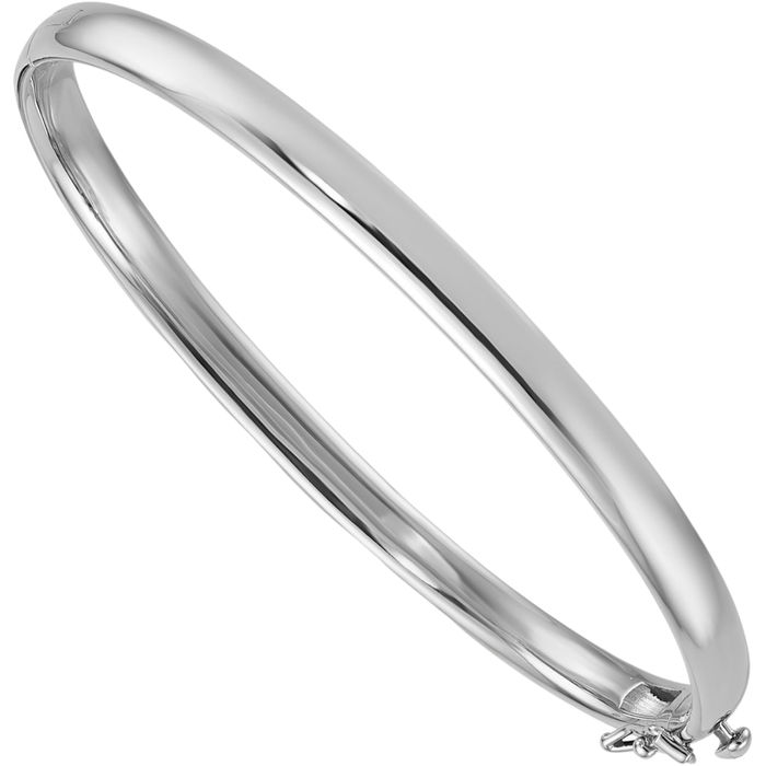 14K Solid White Gold 4.8mm Bangle Bracelet