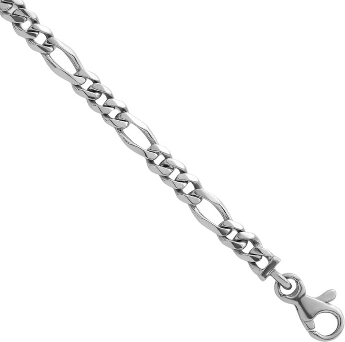 14K Solid White Gold 4.8mm Figaro Link Chain Necklace