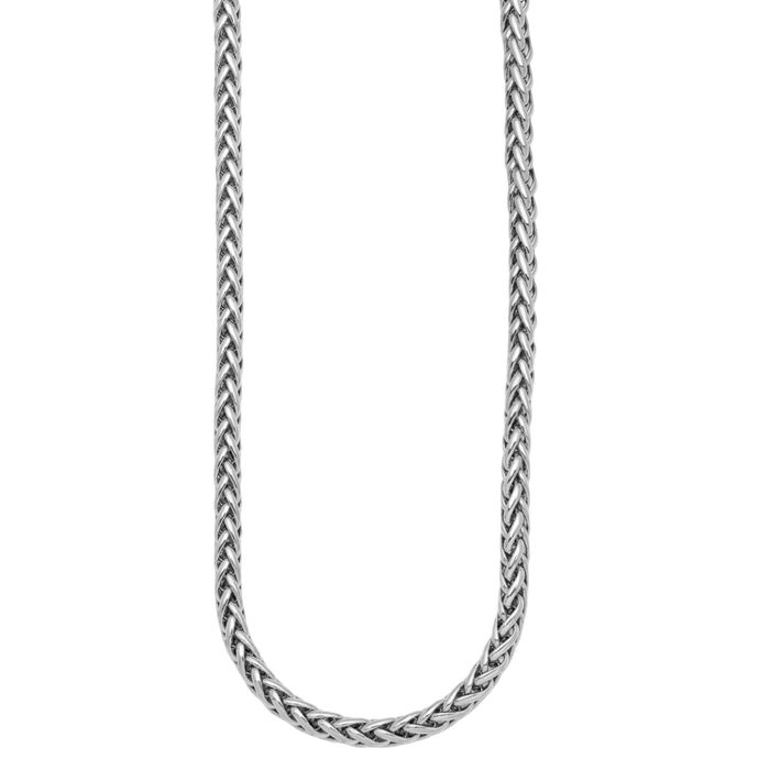 14K Solid White Gold 4.8mm Spiga Wheat Link Chain Necklace