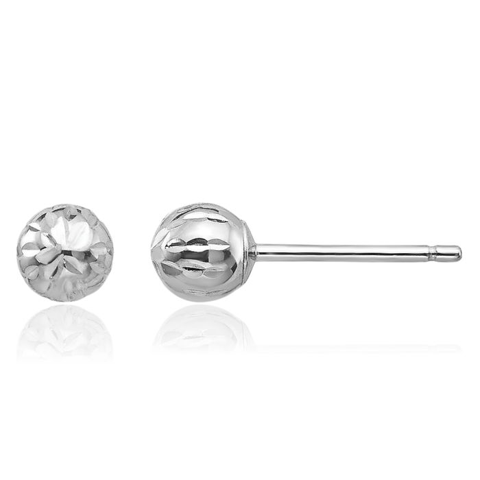 14K Solid White Gold 4m Ball Stud Earrings