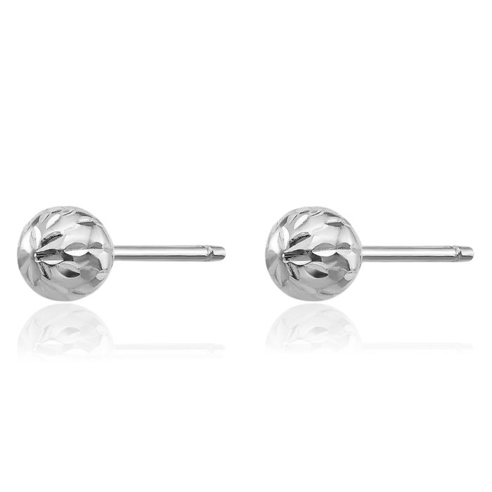 14K Solid White Gold 4m Ball Stud Earrings