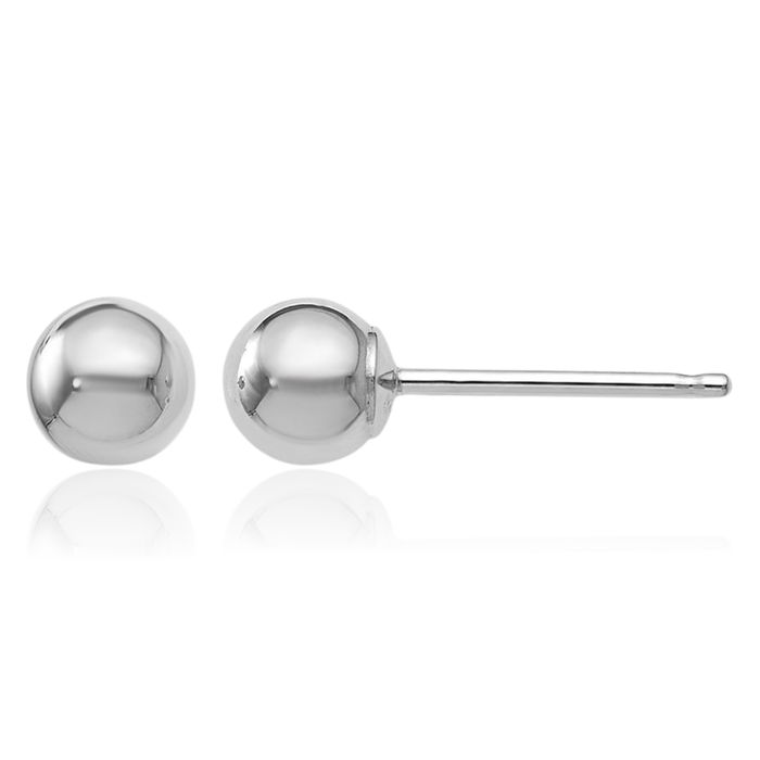 14K Solid White Gold 4mm Ball Stud Earrings