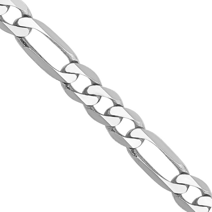 14K Solid White Gold 4mm Figaro Link Chain Necklace