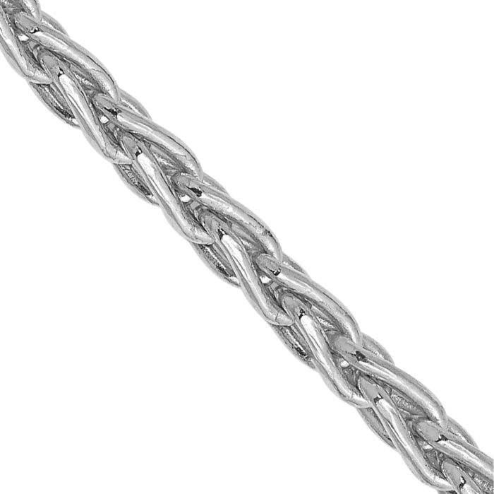 14K Solid White Gold 4mm Parisian Spiga Wheat Link Chain Necklace