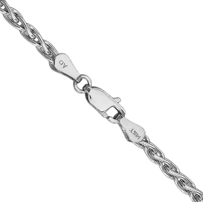 14K Solid White Gold 4mm Parisian Spiga Wheat Link Chain Necklace