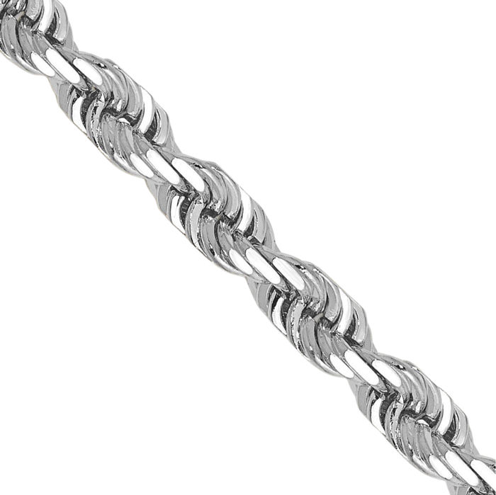 14K Solid White Gold 4mm Quadruple Rope Chain Twisted Link Necklace