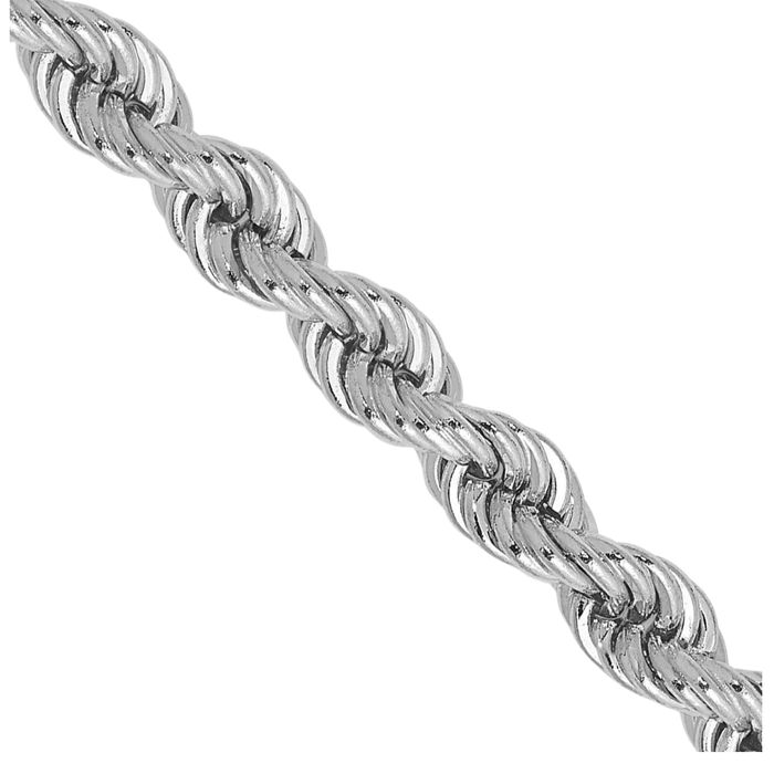 14K Solid White Gold 4mm Rope Chain Twisted Link Necklace