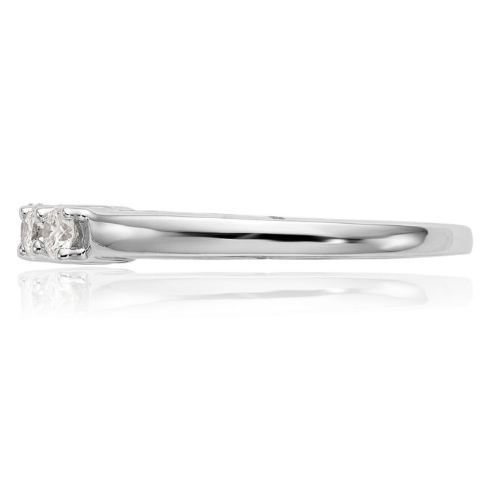 14K Solid White Gold 5 Stone Diamond Wedding Band Ring