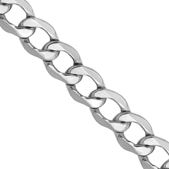 14K Solid White Gold 5.25mm Curb Link Chain Necklace