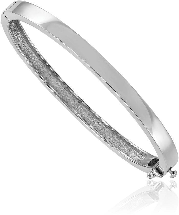 14K Solid White Gold 5.2mm Bangle Bracelet