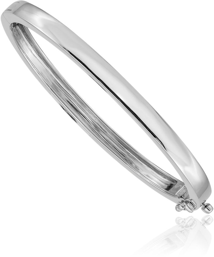 14K Solid White Gold 5.3mm Bangle Bracelet