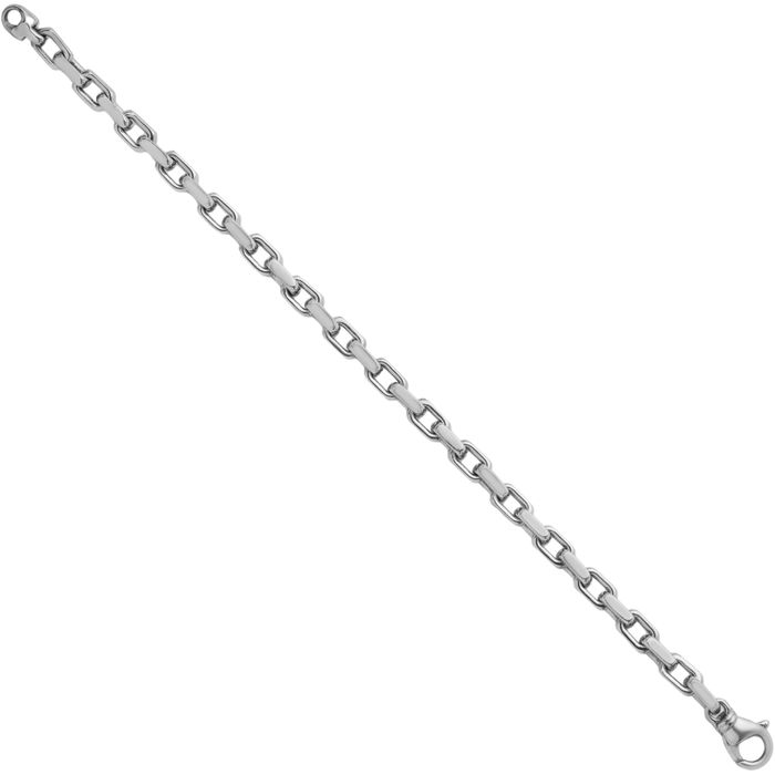 14K Solid White Gold 5.4mm Edge Cable Rolo Link Chain Bracelet