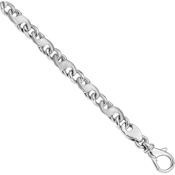 14K Solid White Gold 5.4mm S Link Chain Bracelet