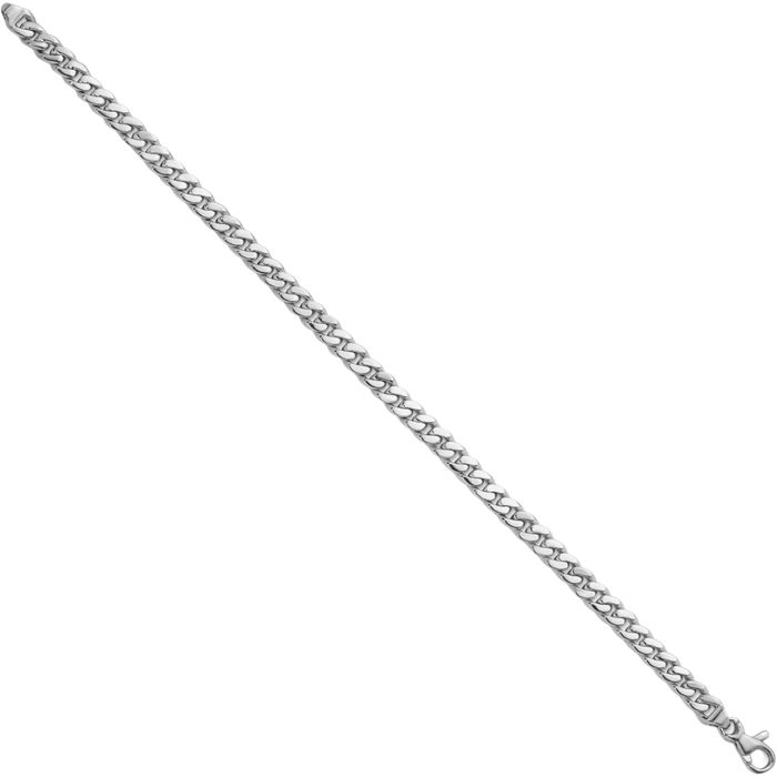 14K Solid White Gold 5.5mm Curb Link Chain Bracelet