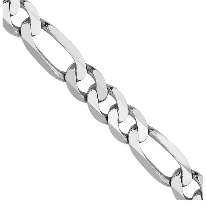 14K Solid White Gold 5.5mm Figaro Link Chain Necklace