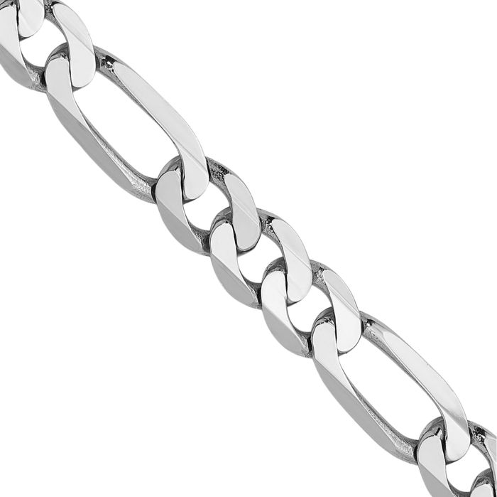 14K Solid White Gold 5.5mm Figaro Link Chain Necklace