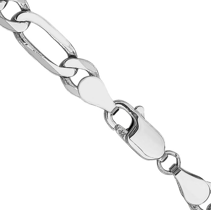 14K Solid White Gold 5.5mm Figaro Link Chain Necklace