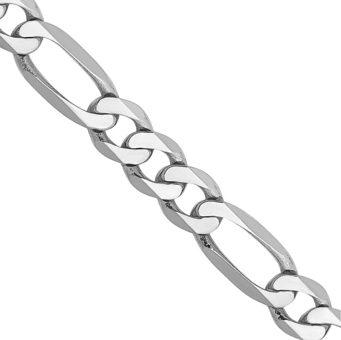 14K Solid White Gold 5.5mm Figaro Link Chain Necklace