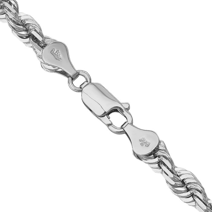 14K Solid White Gold 5.5mm Rope Chain Twisted Link Necklace