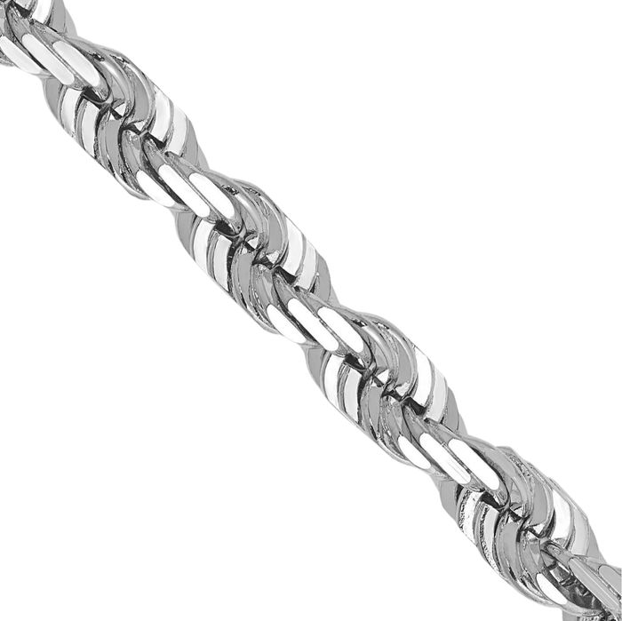 14K Solid White Gold 5.5mm Rope Chain Twisted Link Necklace