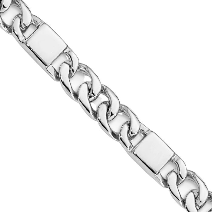 14K Solid White Gold 5.6mm Curb Link Chain Bracelet