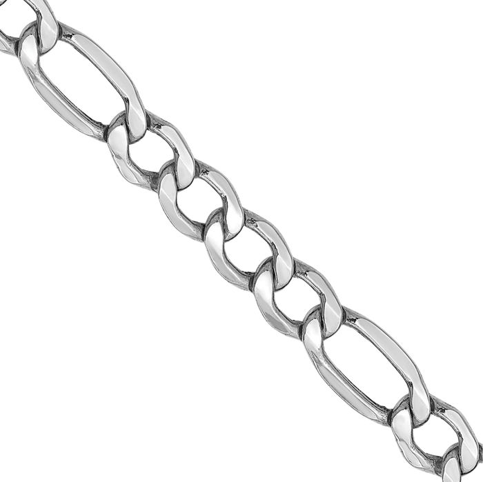 14K Solid White Gold 5.75mm Figaro Link Chain Necklace