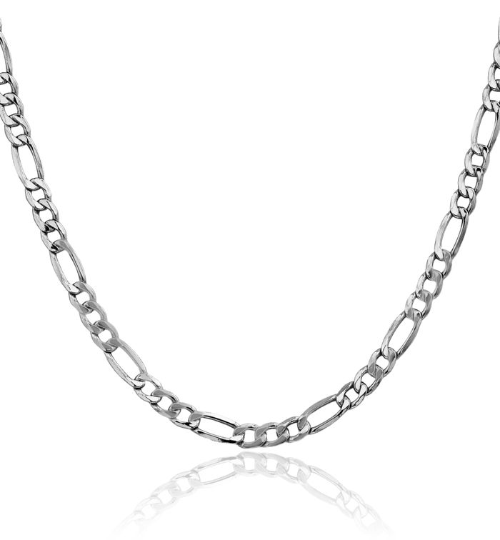 14K Solid White Gold 5.75mm Figaro Link Chain Necklace