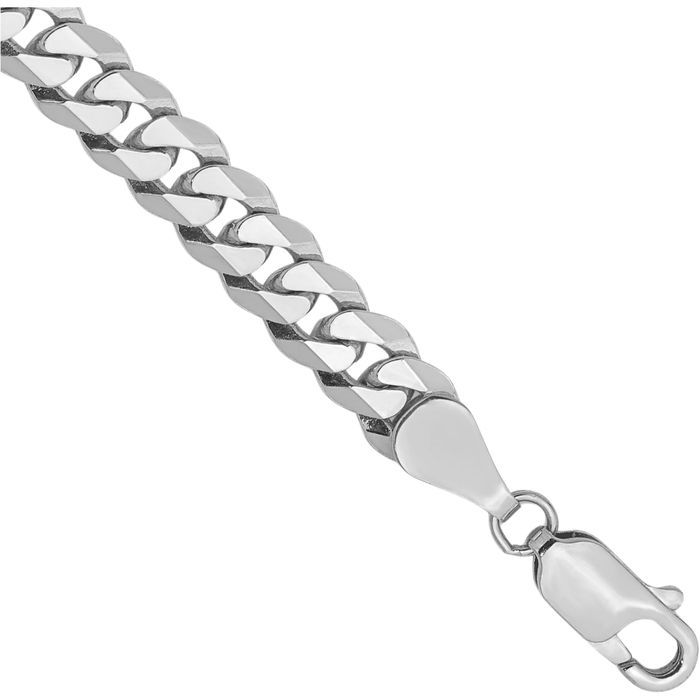 14K Solid White Gold 5.75mm Curb Link Chain Bracelet