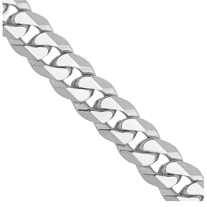 14K Solid White Gold 5.75mm Curb Link Chain Necklace