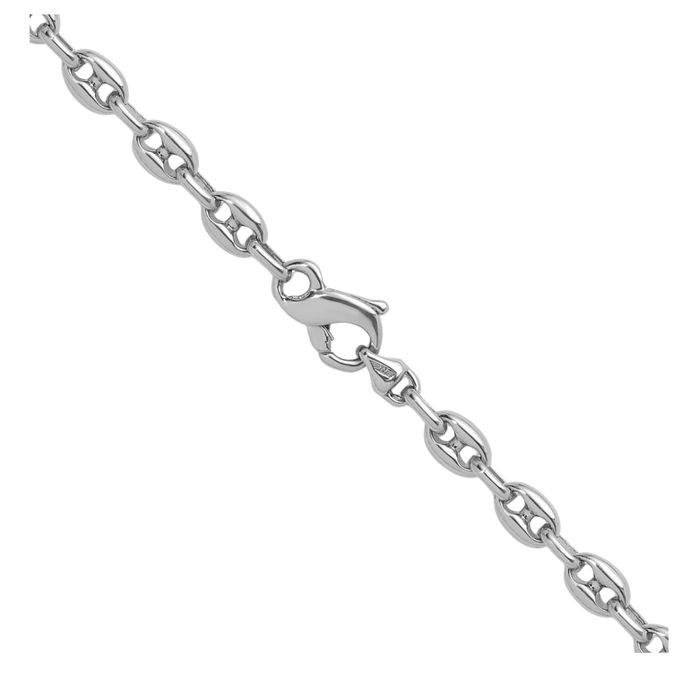 14K Solid White Gold 5mm Anchor Puffed Gucci Mariner Link Chain Necklace