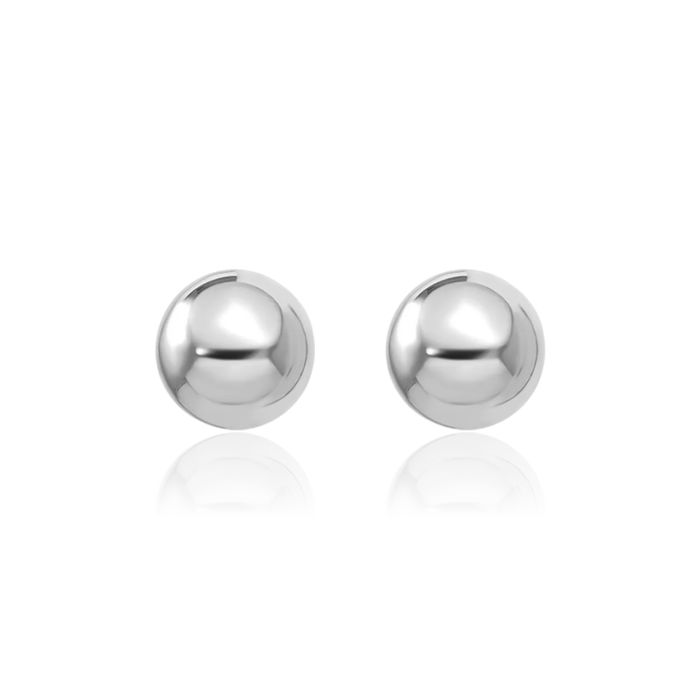 14K Solid White Gold 5mm Ball Stud Earrings