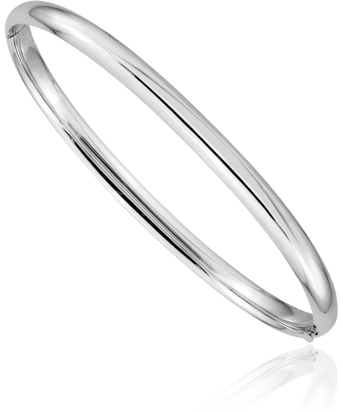 14K Solid White Gold 5mm Bangle Bracelet