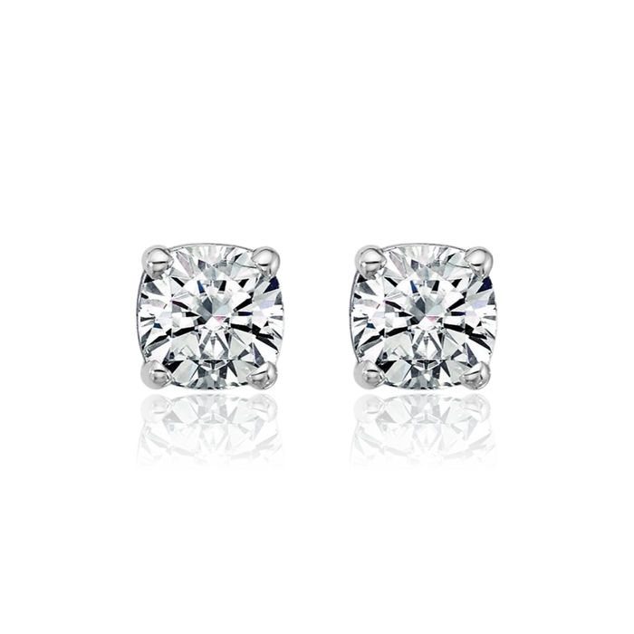 14K Solid White Gold 5mm Cushion-Cut Solitaire Moissanite Stud Earrings