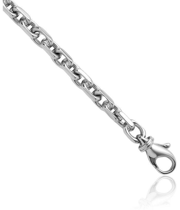 14K Solid White Gold 5mm Edge Cable Rolo Link Chain Belcher Necklace