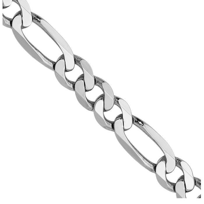 14K Solid White Gold 5mm Figaro Link Chain Necklace